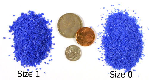 Messy Color frit size comparison